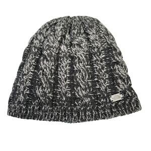 The North Face Knit Beanie Winter Hat Black White Grey Lined Ski Hat Chunky
